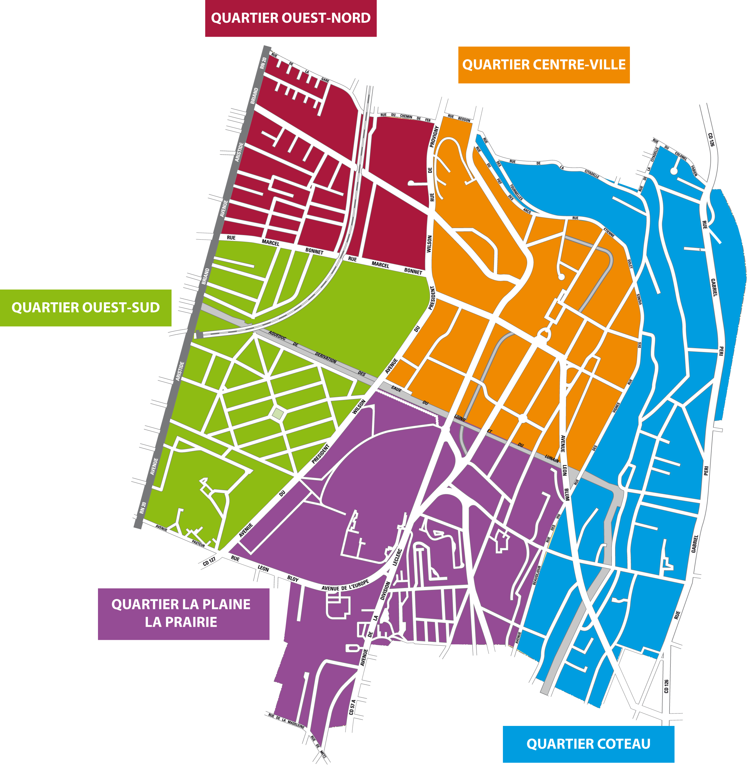 Carte secteurs conseils de quartier